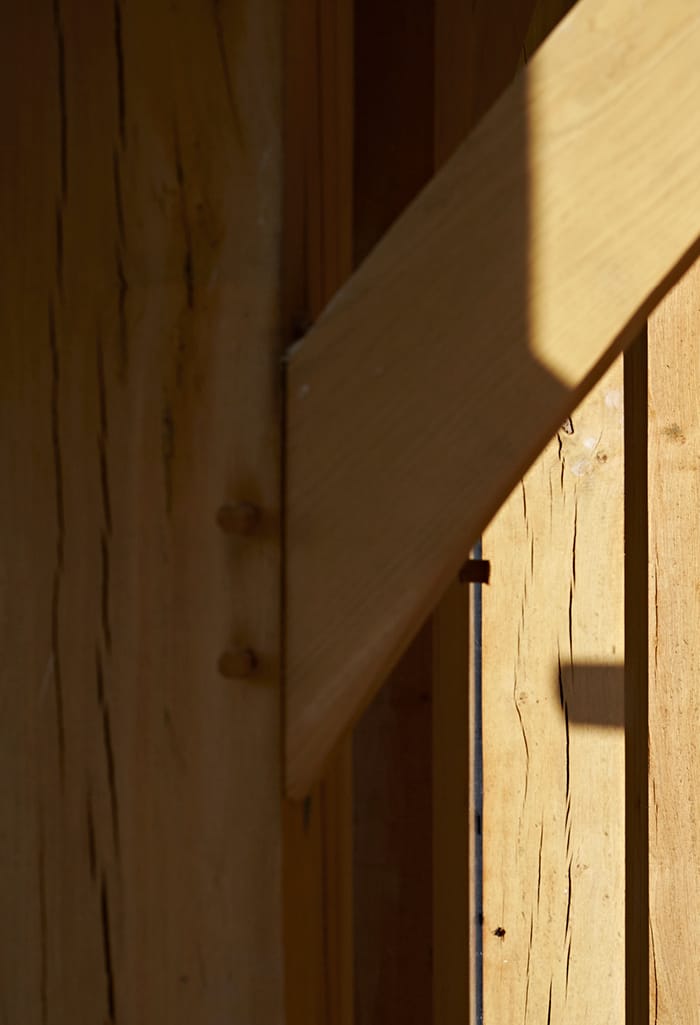 Close up detail of oak frame
